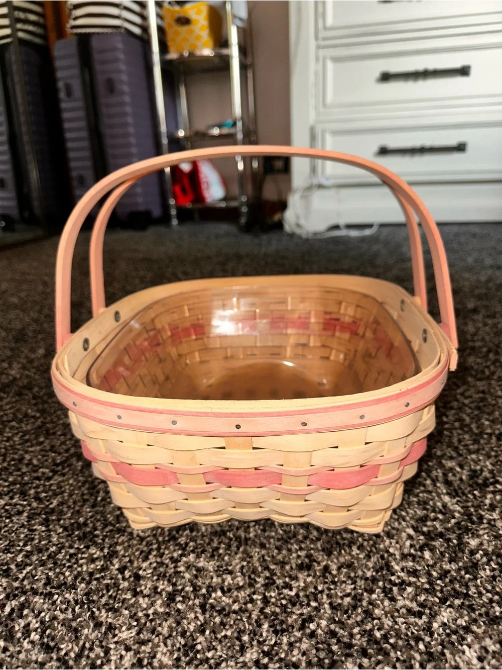longaberger horizon of hope white and pink basket